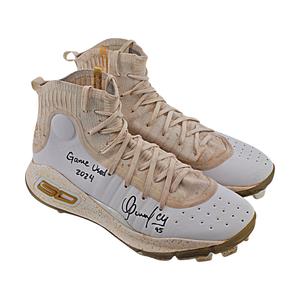 Oswaldo Cabrera New York Yankees Autographed Signed Inscribed Game Used Under Armour White/Gold Curry 4 Cleats (CX Auth/Cabrera LOA) Cheap Sale Cost
