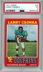 Larry Csonka 1971 Topps Football Card #45 - PSA Graded 5 EX (Miami Dolphins) Choice For Sale
