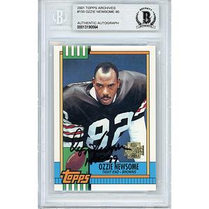 Ozzie Newsome Signed Cleveland Browns 2001 Topps Archives Football Card Beckett Slab Free Shipping Hot Sale