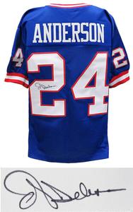 Ottis (OJ) Anderson NY Giants Signed Blue Throwback Football Jersey - SCHWARTZ Outlet Discount Authentic