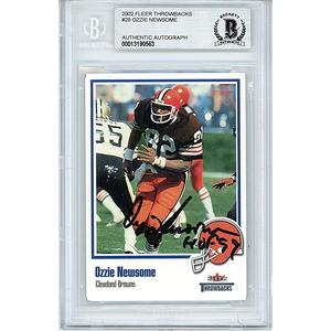 Ozzie Newsome Signed Cleveland Browns 2002 Fleer Throwbacks Football Card Beckett Discount Fashionable