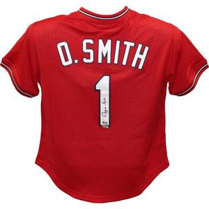 Ozzie Smith Autographed St Louis Cardinals Mitchell Ness Red Jersey FAN 43345 Original Cheap Online