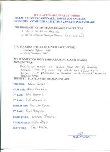 Wally Moon Autographed Hand Filled Out Survey Page Affordable Sale Online