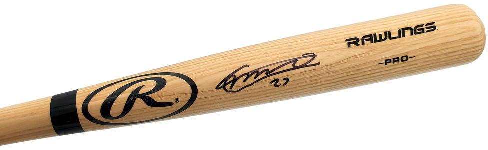 VLADIMIR GUERRERO JR. AUTOGRAPHED BLONDE RAWLINGS BAT BLUE JAYS BECKETT 197029 Sale Wholesale Pice