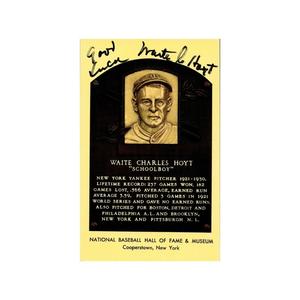 Waite Hoyt New York Yankees Autographed Signed HOF Plaques (Spencer Ross LOA) Cheap Extremely