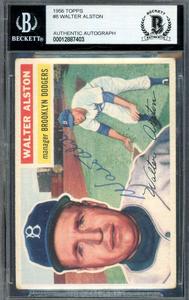 Walter Alston Beckett BAS Signed 1956 Topps Rookie Autograph Outlet The Cheapest