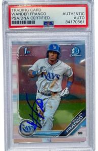 WANDER FRANCO SIGNED 2019 BOWMAN 1ST CHROME ROOKIE CARD RAYS AUTO PSA/DNA ! Get To Buy Sale Online