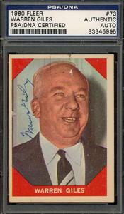 Warren Giles PSA DNA Signed 1960 Fleer Autograph Cheap Sale Pay With Visa