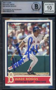 Wade Boggs Gem Mint 10 Beckett BAS Signed 2001 Fleer Red Sox 100th Autograph Outlet Hot Sale