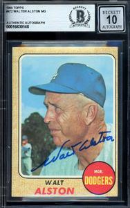 Walter Alston Gem Mint 10 Beckett BAS Signed 1968 Topps Autograph Sale Fast Delivery