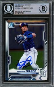 Wander Franco Autographed 2021 Bowman Chrome RC Tampa Bay Rays Beckett 15780138 Outlet The Cheapest