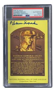 Warren Spahn Signed 4x6 Milwaukee Braves Hall Of Fame Plaque Card PSA/DNA Discount Footlocker Pictures