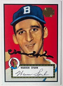 Warren Spahn signed 2001 Topps Archives #33 On Card Auto (Boston Braves) Get Authentic Sale Online