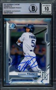 Wander Franco 2021 Bowman Chrome RC Tampa Bay Rays Gem 10 Auto Beckett C Cheap Finishline
