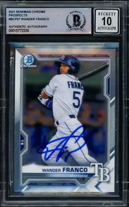 Wander Franco 2021 Bowman Chrome RC Tampa Bay Rays Gem 10 Auto Beckett D Buy Cheap Shop