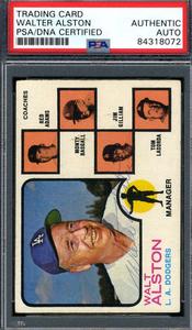 Walter Alston PSA DNA Coa Autograph 1973 Topps Hand Signed Manchester For Sale