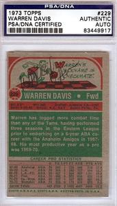 Warren Davis Autographed Signed 1973 Topps Card #229 PSA/DNA #83449917 Sale With Mastercard