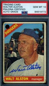 Walter Alston Gem Mint 10 PSA DNA  Signed 1966 Topps Autograph View For Sale