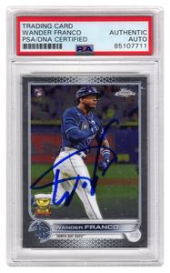 Wander Franco Signed Rays 2022 Topps Chrome Rookie Baseball Card #35 - (PSA/DNA) Cheap Official