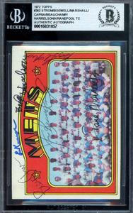 Strom Boswell Marshall Capra Beckett BAS Signed By 7 1972 Topps Mets Team Auto Cheap Pice Outlet