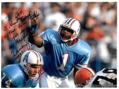 Warren Moon signed Houston Oilers 8.5X11 Photo #1 w/ HOF 06 To Bob COA Buy Cheap Largest Supplier