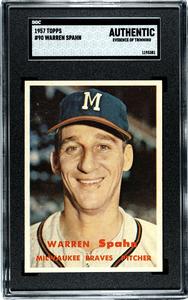Warren Spahn 1957 Topps Baseball Card #90- SGC Slabbed Authentic (Trim/Centered) Newest Cheap Online