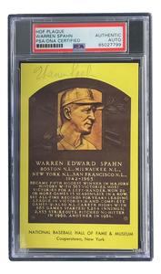 Warren Spahn Signed 4x6 Milwaukee Braves Hall Of Fame Plaque Card PSA/DNA Sale Tumblr