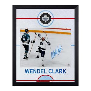 Wendel Clark Signed Toronto Maple Leafs Graphic Rink 19x23 Frame Tumblr