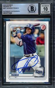 Wander Franco Autographed 2020 Bowman RC Tampa Bay Rays Gem 10 Auto Beckett I Clearance 2025