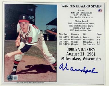 Warren Spahn signed 8x10 Photo Milwaukee Braves autograph  BAS Beckett Outlet For You