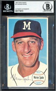 Warren Spahn Beckett BAS Vintage Signed 1964 Topps Giants Autograph Low Cost