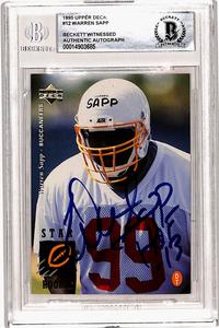 Warren Sapp Autographed 1995 Upper Deck #12 Rookie Card Beckett Slab 40762 Cheap Low Pice