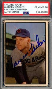 Warren Hacker Gem Mint 10 PSA DNA Signed 1953 Bowman Color Autograph Cheap Fashion Style
