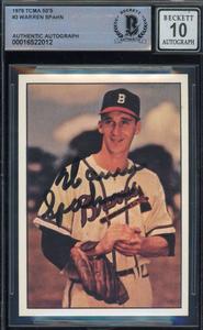 Warren Spahn Gem Mint 10 Beckett BAS Signed 1979 TCMA The 50's History Series Au Cheap Sale Manchester