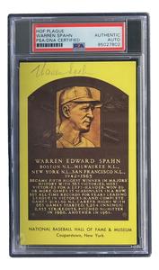 Warren Spahn Signed 4x6 Milwaukee Braves Hall Of Fame Plaque Card PSA/DNA Free Shipping New Styles