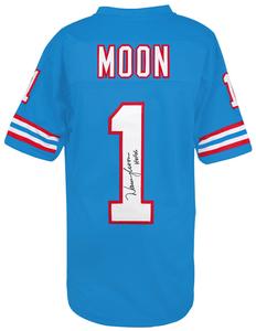Warren Moon Signed Blue T/B Custom Football Jersey w/HOF'06 - (SCHWARTZ COA) Free Shipping Nicekicks
