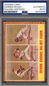 Warren Spahn PSA DNA Vintage Signed 1962 Topps Shows No Hit Form Autograph Clearance For Nice