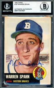 Warren Spahn Beckett BAS Signed 1953 Topps Autograph Buy Cheap Official Site