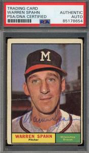 Warren Spahn PSA DNA Signed 1961 Topps Autograph Shop Offer