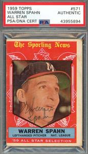 Warren Spahn PSA DNA Vintage Signed 1959 Topps All Star Autograph Clearance Newest