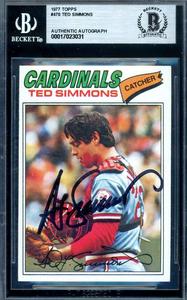 Ted Simmons Beckett BAS Signed 1977 Topps Autograph Outlet Store Cheap Pice