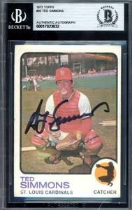 Ted Simmons Beckett BAS Signed 1973 Topps Autograph Sale Enjoy