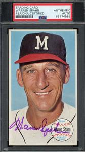 Warren Spahn PSA DNA Signed 1964 Topps Giants Autographed Buy Cheap Get Authentic
