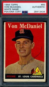 Von McDaniel PSA DNA Signed 1958 Topps Autograph Marketable Cheap Pice
