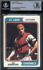 Ted Simmons Beckett BAS Signed 1974 Topps Autograph Top Quality For Sale