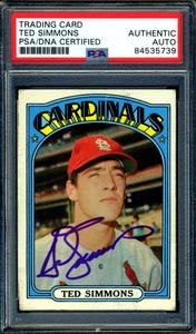 Ted Simmons PSA DNA Cert Signed 1972 Topps Autograph Clearance Online