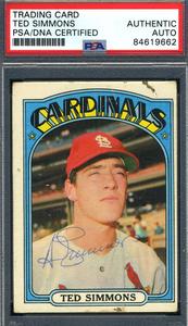 Ted Simmons PSA DNA Vintage Signed 1972 Topps Autograph Footlocker For Sale
