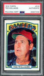 Ted Williams Autographed 1972 Topps Card #510 Texas Rangers PSA/DNA #83847346 Outlet Locations Cheap Online