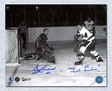Ted Lindsay & Ed Chadwick Dual Signed Maple Leafs vs Red Wings 8x10 Photo Discount Cheapest