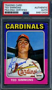 Ted Simmons PSA DNA Coa Signed 1975 Topps Autograph Cheap Low Shipping